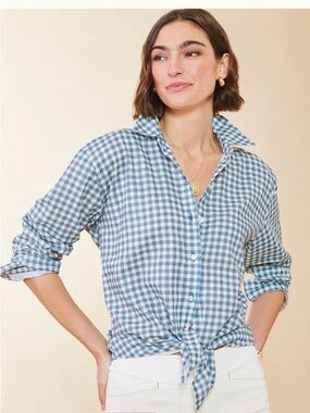 Spartina 449 Blue Gingham Button Down Shirt